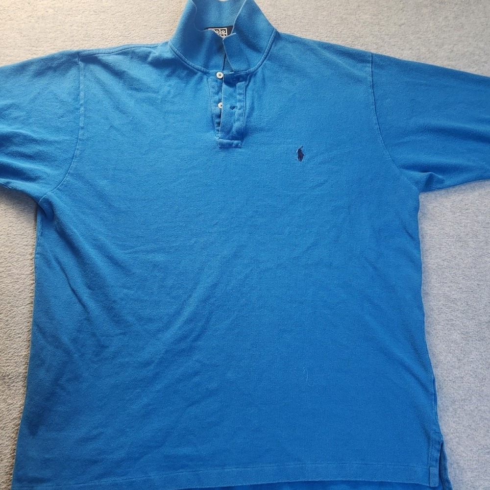 Polo Ralph Lauren Shirt Mens XL Blue Short‎ Sleeve Cotton Pique Pony Logo Polo
